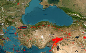 Falie tectonică din Turcia, fotografiată de un satelit