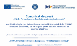 PNNR: Antibiotice Iași a pus în funcțiune o centrală fotovoltaică de 2,5 MW, finanțată prin PNRR, ce va asigura peste 25% din necesarul de energie electrică