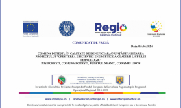 Comuna Botești, în calitate de beneficiar, anunță finalizarea proiectului ”Cresterea eficientei energetice a cladirii liceului tehnologic”