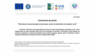 Asociația UNIC: Proiectul “Patrimoniu natural protejat și promovat, vector de dezvoltare al mediului rural” a fost implementat de către Asociația UNIC din Iași în perioada 31.10.2023- 31.05.2024