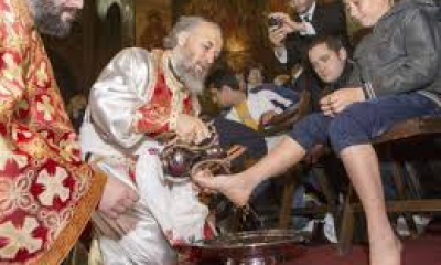 În Joia Mare, Arhiepiscopul Dunării de Jos, Casian, a spălat picioarele a 12 copii
