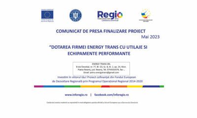 ENERGY TRANS – comunicat de presa finalizare proiect: DOTAREA FIRMEI ENERGY TRANS CU UTILAJE SI ECHIPAMENTE PERFORMANTE