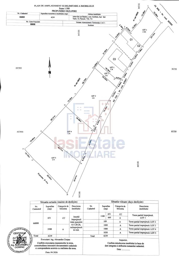 Badeni com Scobinti Iasi Teren 4239mp parcelabil si constructii 245mp