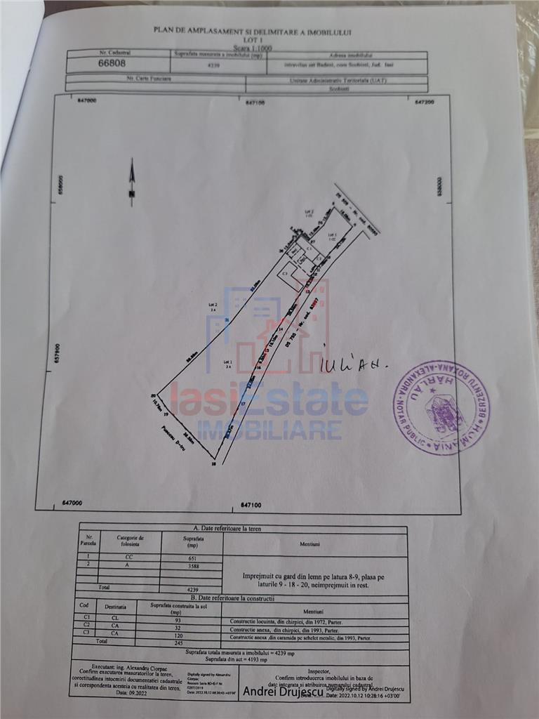 Badeni com Scobinti Iasi Teren 3000mp parcelabil deschidere mare toate utilitatile
