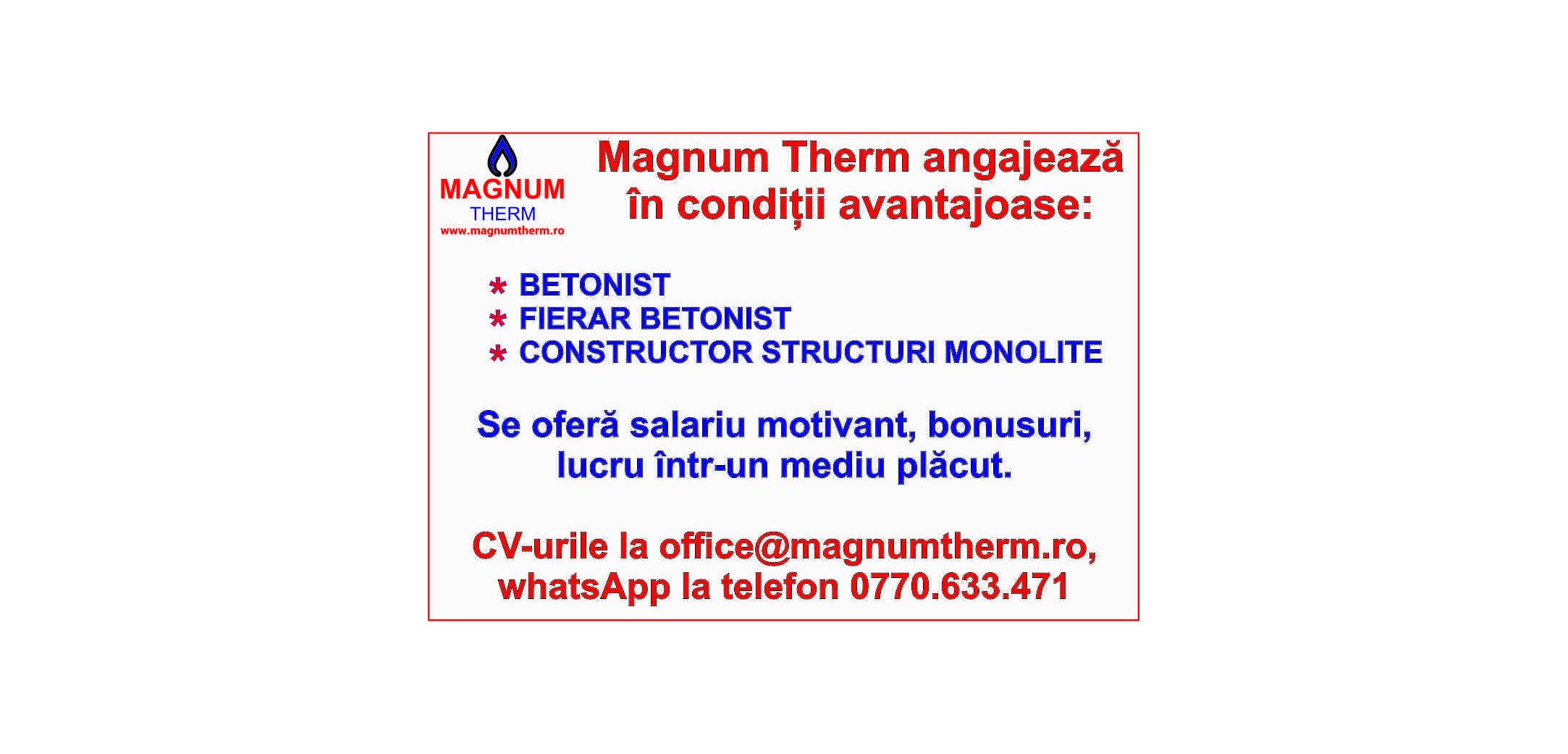 Magnum Therm angajeaza