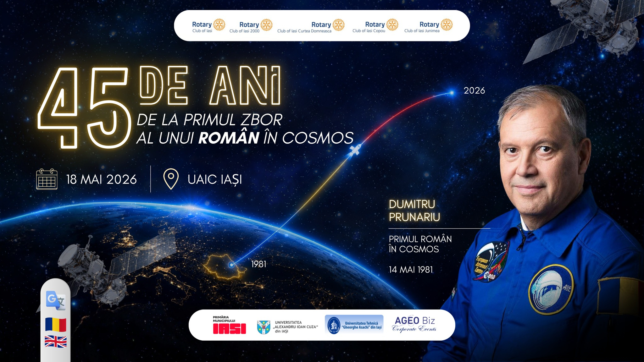 Omul care a dus România în Cosmos vine la Iași