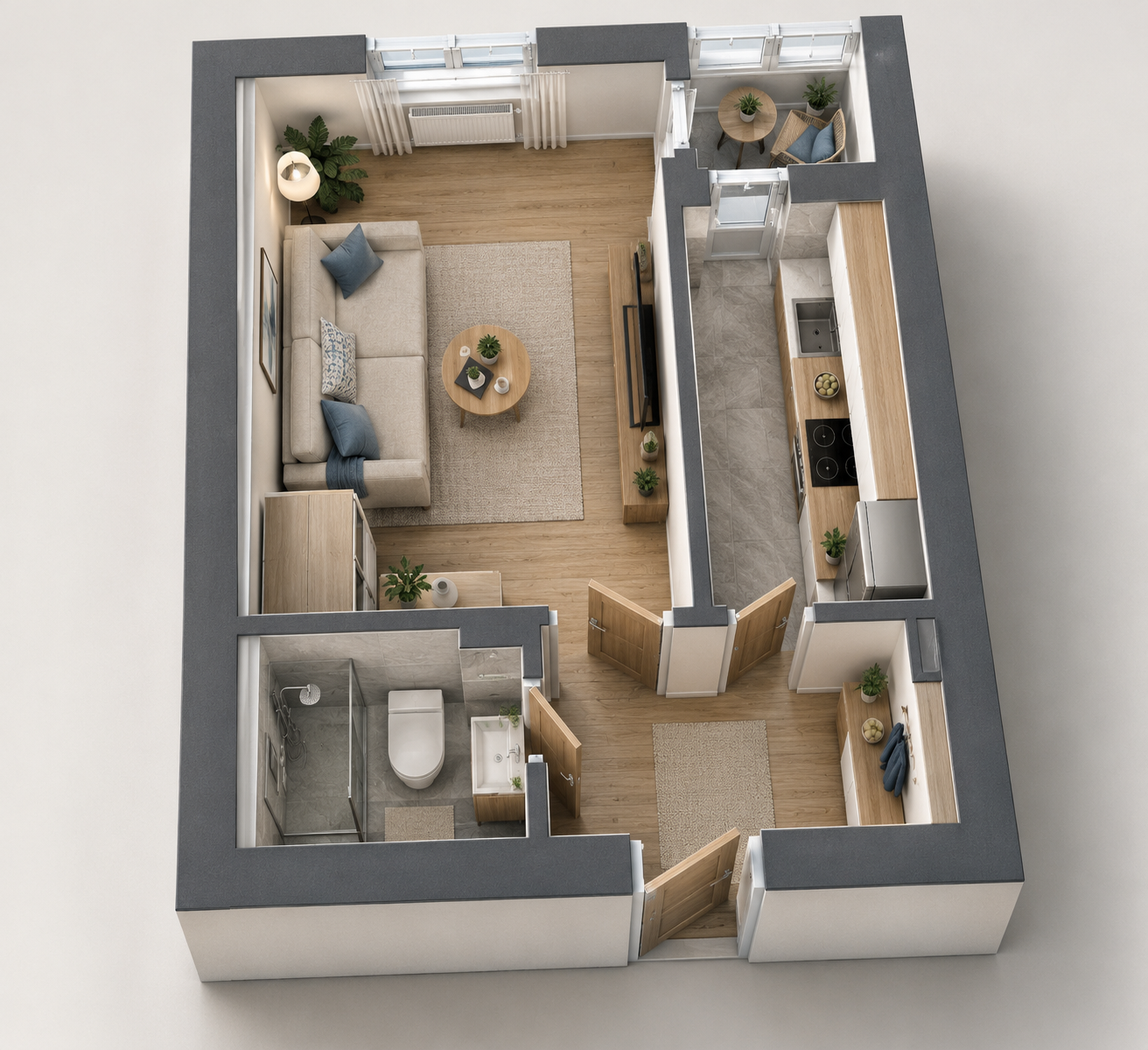 Apartament de vânzare cu o camera, bucatarie separata, Spate Iulius Mall