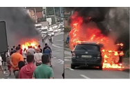 O mașină încărcată cu articifii a luat foc în trafic, la Agigea