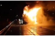 Un TIR a luat foc pe Autostrada A1, între Sebeș și Orăștie