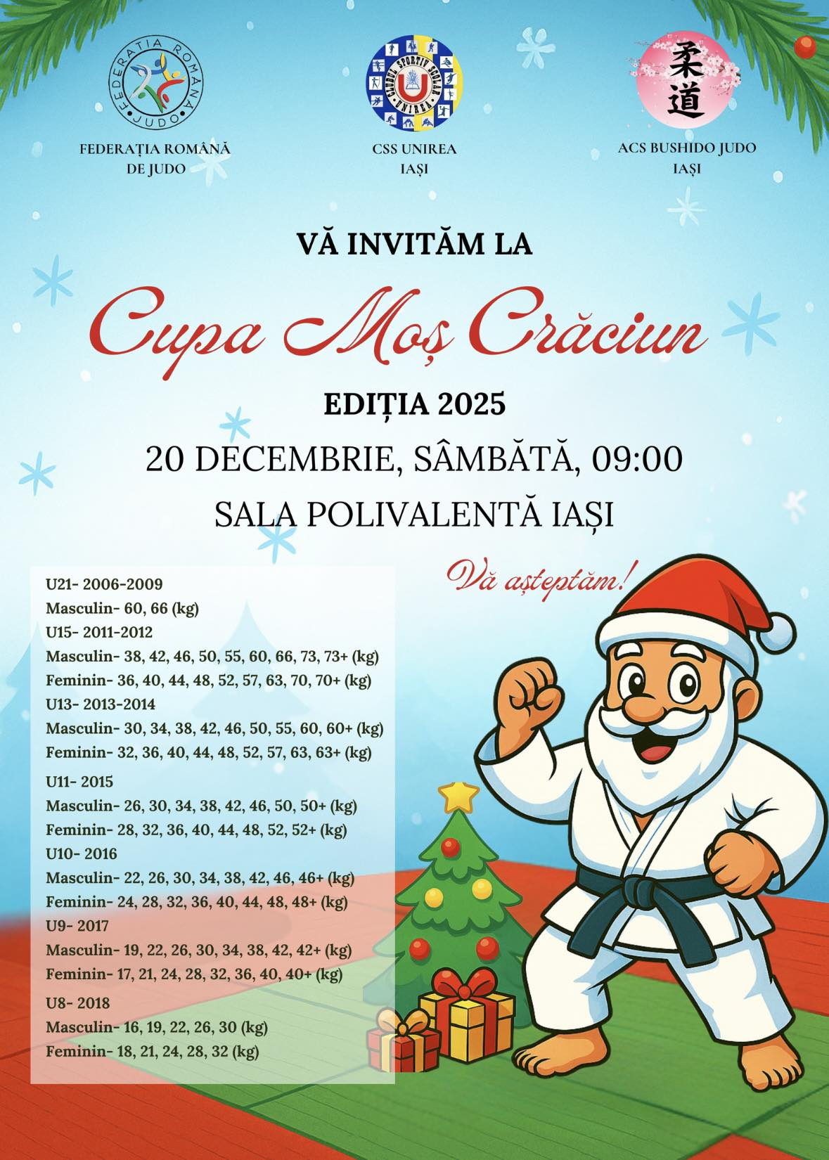 Un reper în programul de vacanţă: ,,Cupa Moş Crăciun” la judo