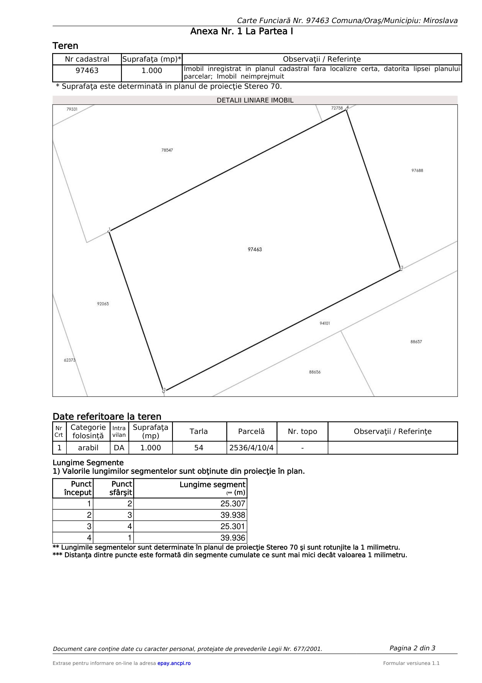 Proprietar vand teren 1000 mp str. Marin Preda, sat Miroslava
