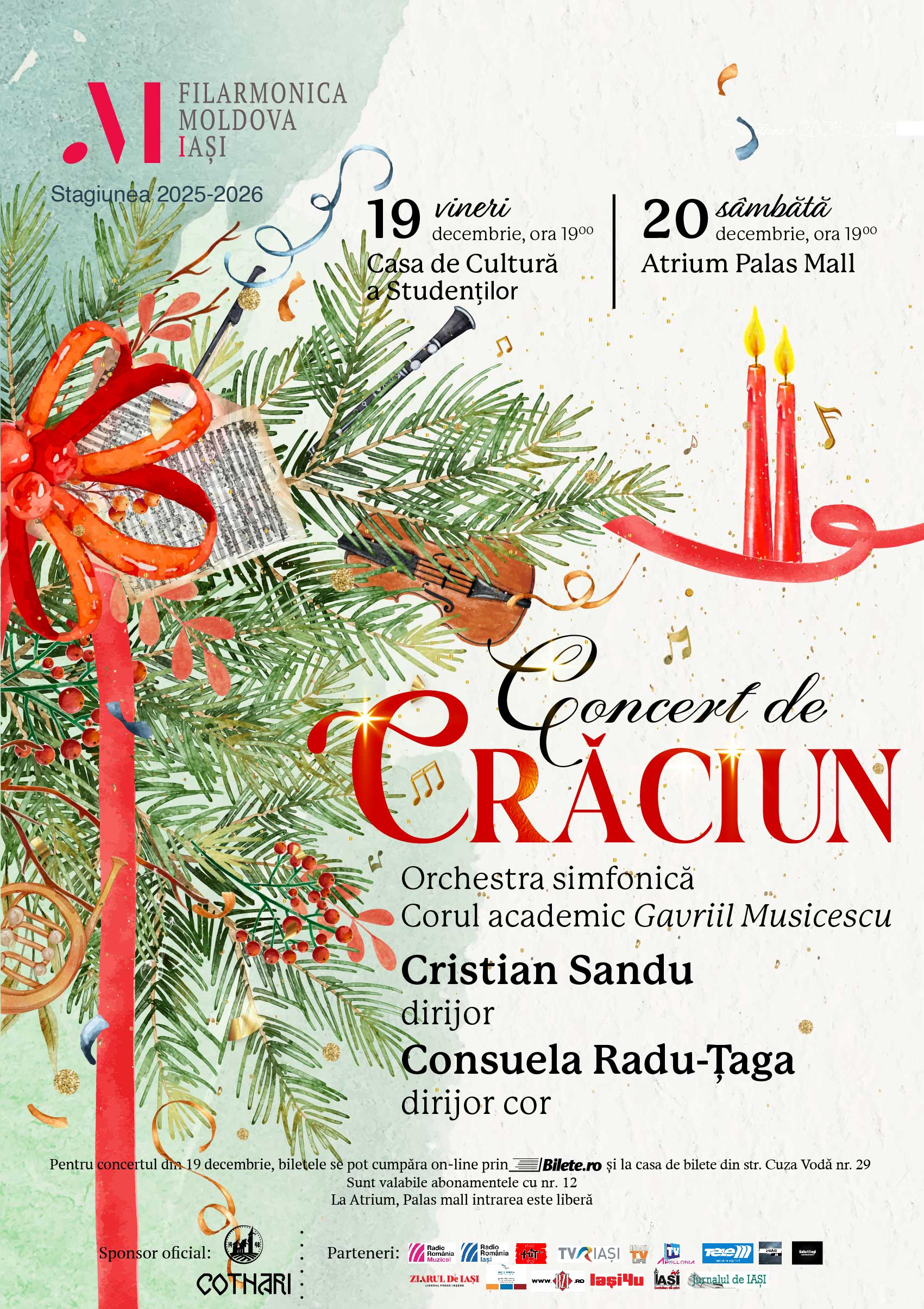 Două seri de muzică la Filarmonica „Moldova”, între rafinamentul cameral și spiritul Crăciunului