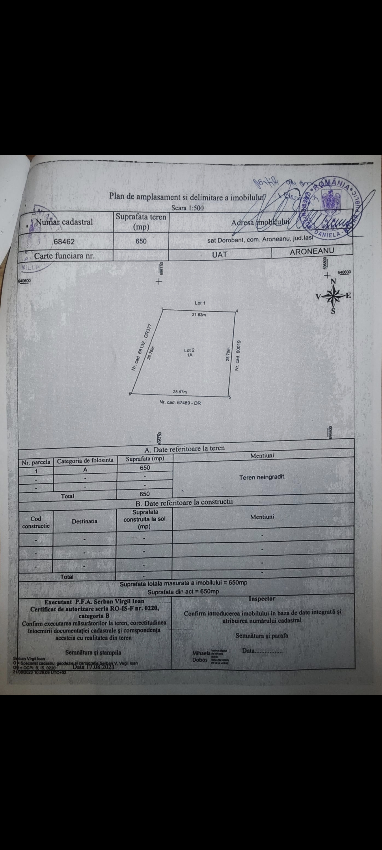 Teren 650 mp Dorobanț - Aroneanu | Proiect casă P+1 inclus