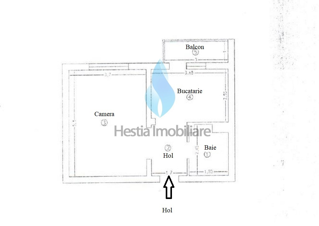 Apartament cu o camera, Moara de Foc-Canta.