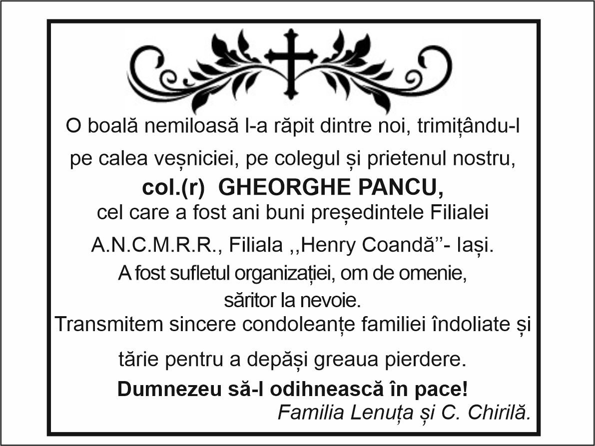 Sincere condoleante!