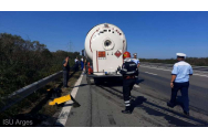 Accident grav pe A1 -  o cisternă plină cu GPL a rupt parapetul