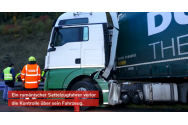 Un șofer român de TIR a îngrozit Germania. S-a răsturnat cu mașina și a blocat autostrada A3