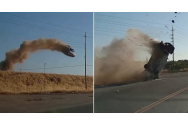 Accident spectaculos în California: O șoferiță zboară cu mașina peste liniile de înaltă tensiune