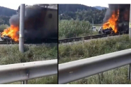Accident rutier. Trenul Iasi-Brasov a lovit o masina. Doi oameni au murit in flacari