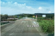 VIDEO Protest al șoferilor pe drumul DJ 244D: Șoseaua a fost modernizată în județul Iași, dar se transformă brusc în drum de pământ la granița cu județul Vaslui