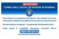 Formularul digital de intrare în România, obligatoriu de luni