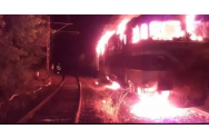 Un tren a luat foc - Mecanicul locomotivei a avut nevoie de îngrijiri medicale
