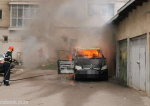 Nenorocire la Botoșani - un microbuz a ars complet!