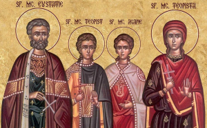 Calendar ortodox, 20 septembrie. Sfântul Eustatie și soția sa, Teopista, cu cei doi fii: Agapie și Teopist