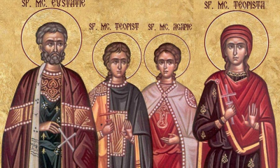 Calendar ortodox, 20 septembrie. Sfântul Eustatie și soția sa, Teopista, cu cei doi fii: Agapie și Teopist