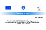 ANUNT INCEPEREA PROIECTULUI „Echipamente de protecție medicală pentru copiii din comuna Horodniceni”, Cod SMIS 2014+ 149915