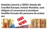 O minciună bântuie pe net: CEDO ar obliga România să recunoască „familiile” formate din persoane de același sex