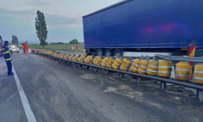 TIR din Ucraina răsturnat pe E85