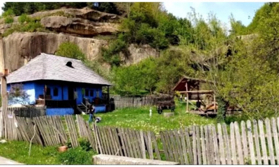 Singura casă din România cu o cascadă naturală în curte. E gratis să o vezi și bonus ai și un uriaș prins într-o stâncă