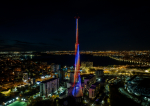 'Turnul Eiffel' din București marchează Ziua Națională a României: antena STS, spectacol de lumini grație unei instalații dotate cu peste 8.000 de leduri