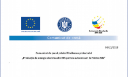 SC PRINTCO SRL – Comunicat de presă privind finalizarea proiectului „Producție de energie electrica din RES pentru autoconsum la Printco SRL”