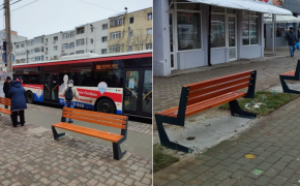 Dorel a lovit la Băcau! Bănci montate pe dos în stațiile de autobuz 