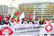 Protest SANITAS, astăzi, în faţa Ministerului Muncii: angajații din Sănătate amenință cu greva generală