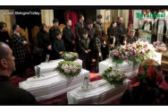 Au fost înmormântaţi mama şi cei trei copii români morţi la Bologna, într-un incendiu. „Momente grele, de durere şi rugăciune“